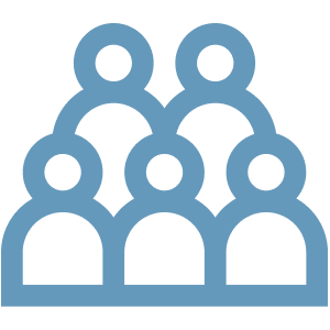 Clipart of five people icons.